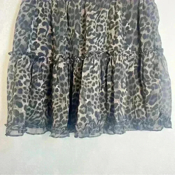 Olivaceous Ruffled Leopard Print Lined Mini Skirt Size Small - Picture 3 of 12
